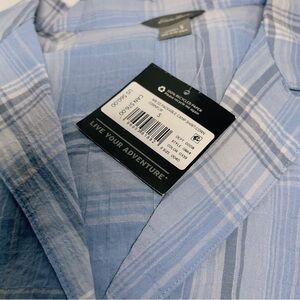 Eddie Bauer Light Blue Plaid Button-Up Shirt Sz Small